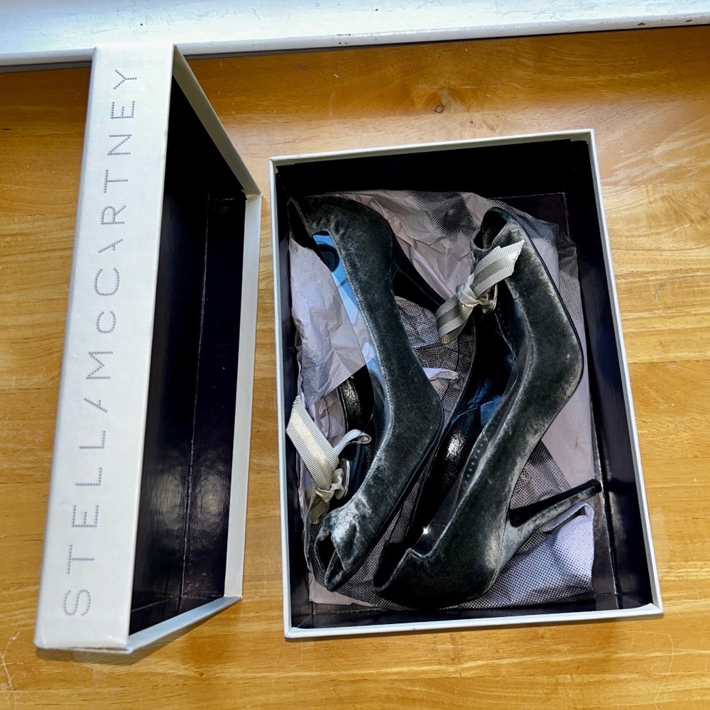 Stella McCartney velvet peep-toe heels 8.5/9.0 - Picture 7 of 14